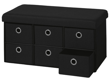 Banc-coffre de rangement, avec 6 tiroirs (noir)