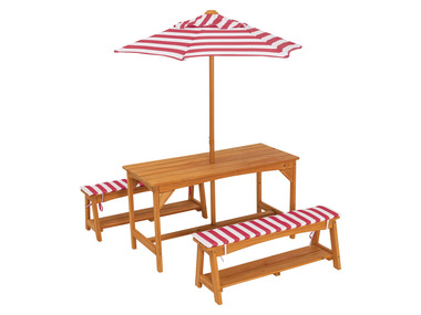Kinder Gartentisch Set, mit Sonnenschirm