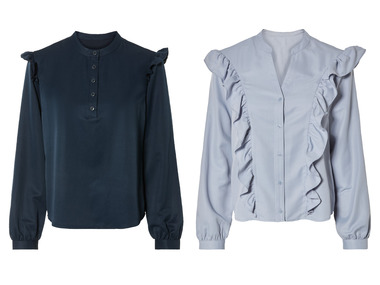 Damen Volant-Bluse, leger geschnitten