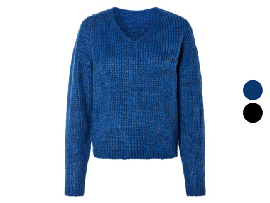 Damen Grobstrick-Pullover, mit Wollanteil (Schwarz, M(40/42))