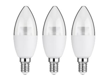 Lot de 2 ou 3 ampoules LED (transparent, Bougie E14 4,9W, lot de 3)