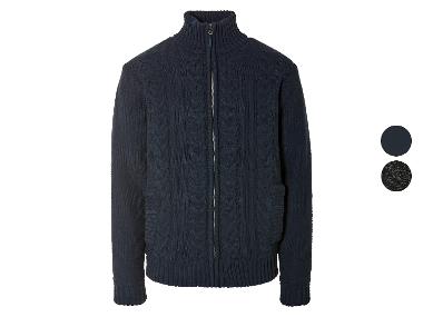 Heren grove gebreide vest, met kabelbreipatroon.