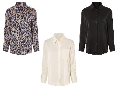 Chemisier en satin pour femme avec col Kent