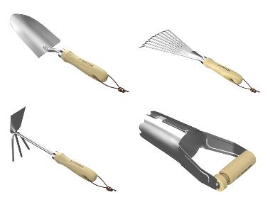 Gartengeräte aus Edelstahl mit Holzgriff (Pflanzer)