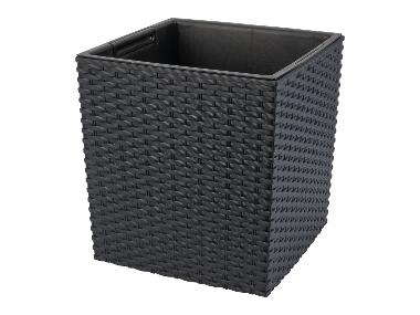 Pflanzgefäß, in Rattan-Optik,  L 26,5 x B 26,5 x H 26,6 cm