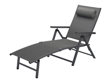 Livarno Aluminiowy leżak ogrodowy z zagłówkiem Houston, srebrny/ szary