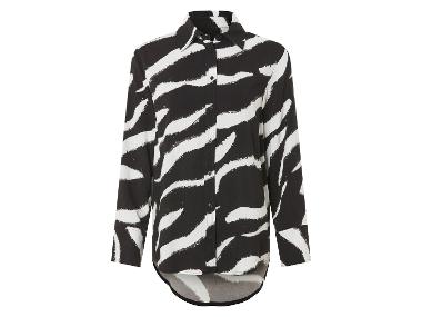 Damen Bluse, leger geschnitten (Muster/schwarz/weiß, 36)