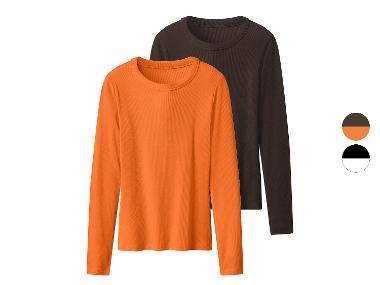 T-shirts manches longues côtelés pour femmes, 2 pièces.