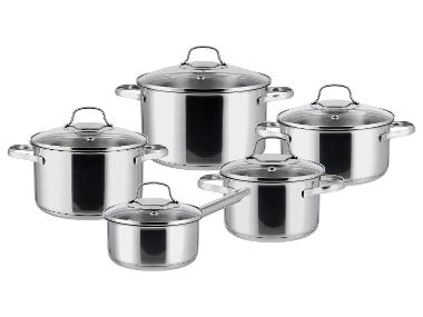Set van 5 RVS pannen (RVS deksel)