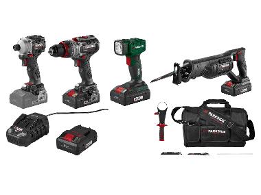 20 V Akku-Werkzeug-Kombiset, mit 2 Akkus und Ladegerät