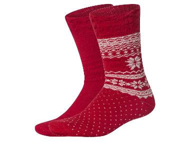 Lot de 2 paires de chaussettes thermiques femme (rouge, 39-42)