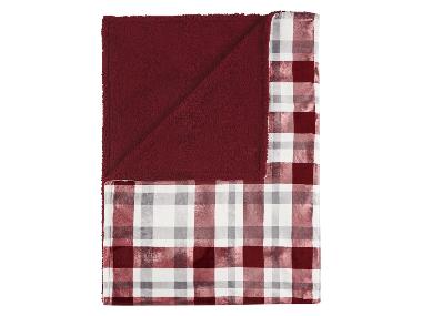 Kuscheldecke met teddyfleece (geruit/rood)