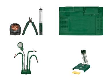 Entlötpumpe, Lötspitzenreiniger und Seitenschneider Set / Lötmatte und Lötkolbenständer Set / Löthilfe mit Beleuchtung