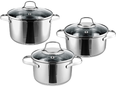 RVS pannenset, 3-delig