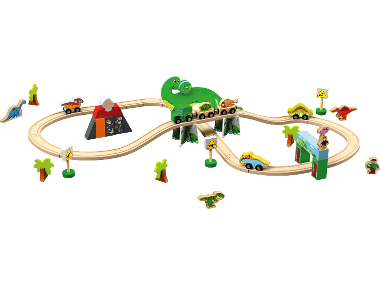 Set de chemin de fer en bois : Ferme ou Dinosaures (Kit de dinosaures)