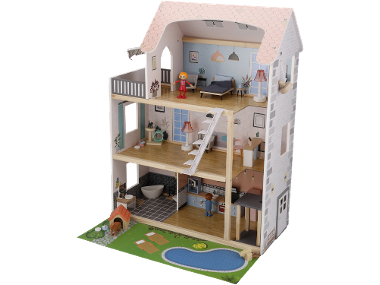 Houten poppenhuis, 54-delig