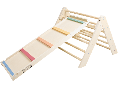 Triangle d’escalade et échelle/toboggan Premium en bois