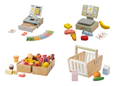 Houten accessoires voor speelwinkeltje