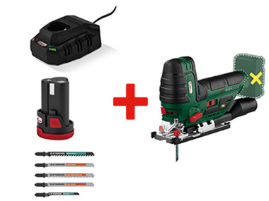 Scie sauteuse + batterie + chargeur + lames universelles