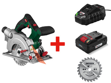 Scie circulaire + batterie + chargeur + lame de scie circulaire