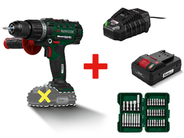 Perceuse-visseuse à percussions + batterie + chargeur + embouts