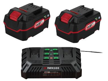Lot de 2 batteries + Chargeur double, 20 V