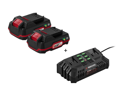 Lot de 2 batteries + Chargeur double, 20 V